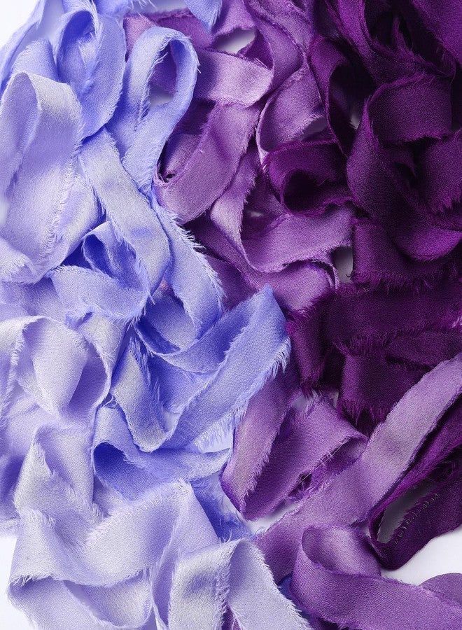 Mindsoft شريط شيفون منسدل من Mindsoft للحرف اليدوية، شرائط حرير ساتان، 1/2-1/4 بوصة × 20 ياردة، شرائط قماش مصنوعة يدويًا مع بكرة خشبية لتغليف هدايا عيد الحب وحفلات الزفاف (بنفسجي) - Image 3